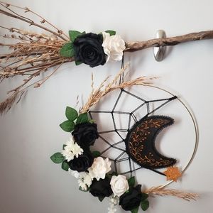 Harvest moon wall hanging and broomstick